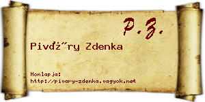 Piváry Zdenka névjegykártya
